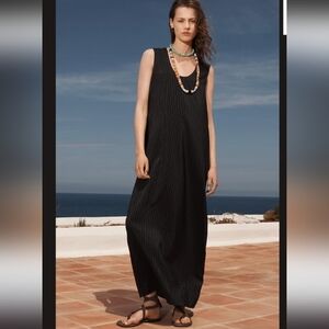 Zara Black Pleated Maxi Dress